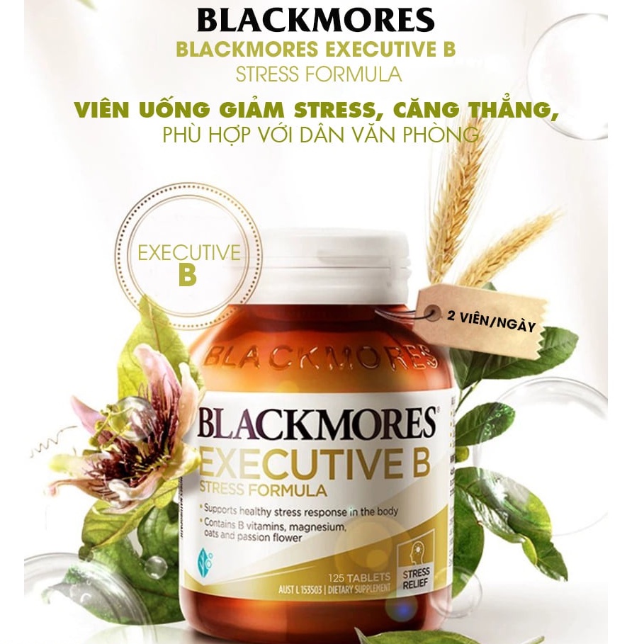 Viên giảm căng thẳng, mệt mỏi, tăng năng lượng [CHÍNH HÃNG] Blackmores Executive B stress formula - 125 Viên