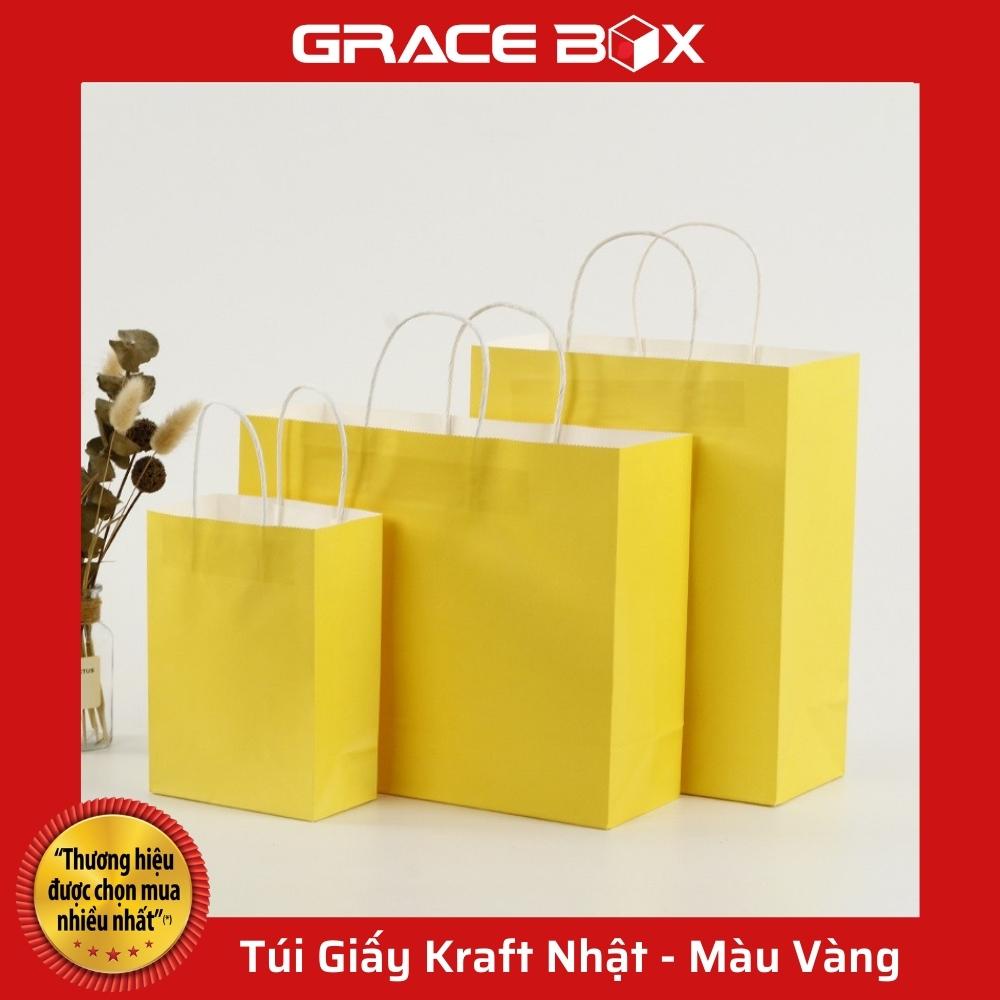 {Giá Sỉ} Túi Giấy Kraft Nhật Cao Cấp - Màu Vàng - Size 15 x 8 x 20 cm - Siêu Thị Bao Bì Grace Box