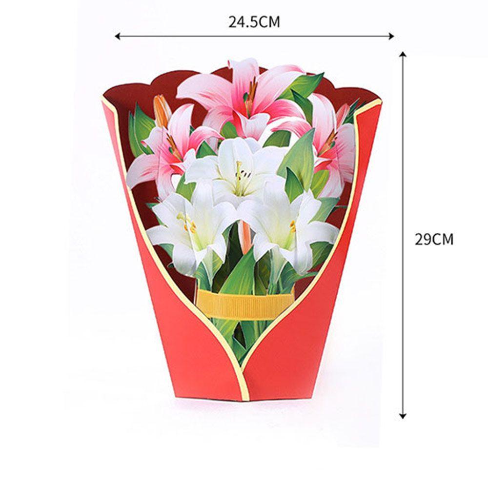 Thiệp Nổi 3D Hình Hoa Hồng / Lily / Hoa Hướng Dương / Hoa Tulip Xinh Xắn