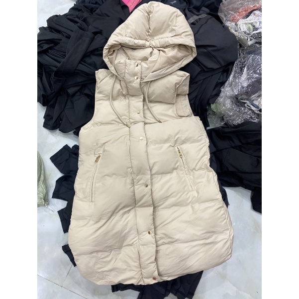 Áo phao Zara Gile dáng dài trần bông VnXk