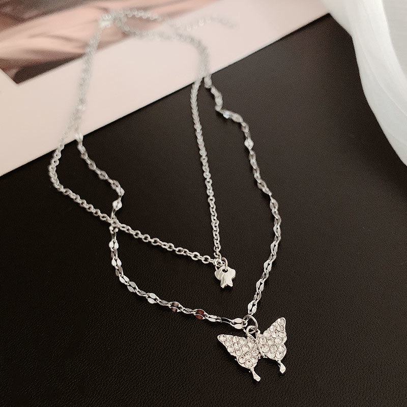 Vòng cổ hai lớp mặt hình bướm phong cách thời trang mới