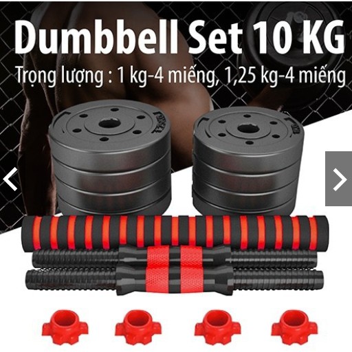 Bộ Tạ Miếng LOẠI 1 Tập Tay Đẩy Kết Hợp PVC 10KG Dụng Cụ GYM Đa Năng Tạ Tập Nam Nữ