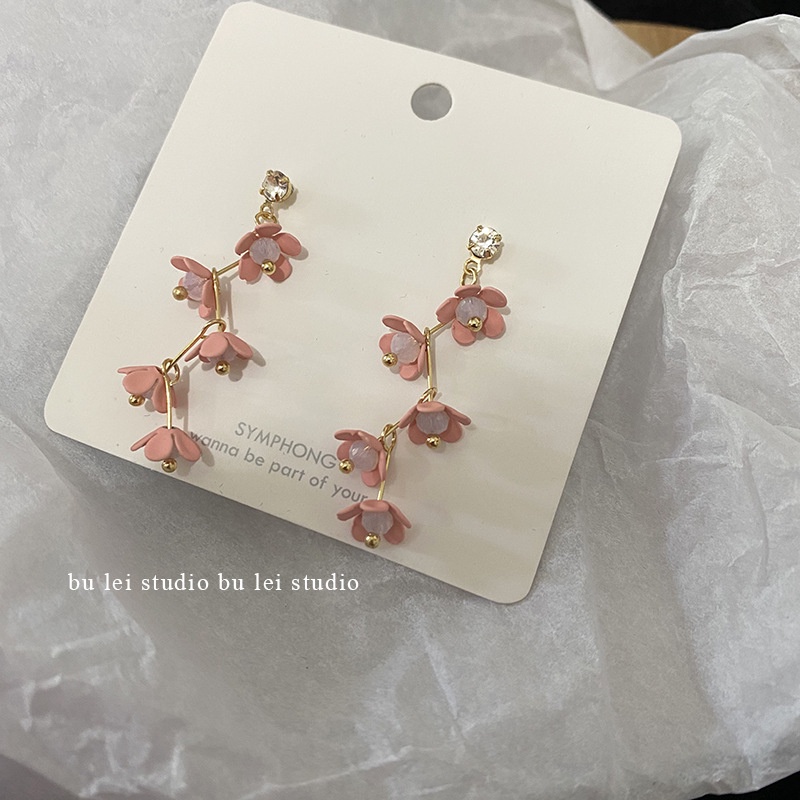 Bông Tai Mạ Bạc 925 Hình Hoa Dễ Thương Phong Cách Mùa Xuân 2022