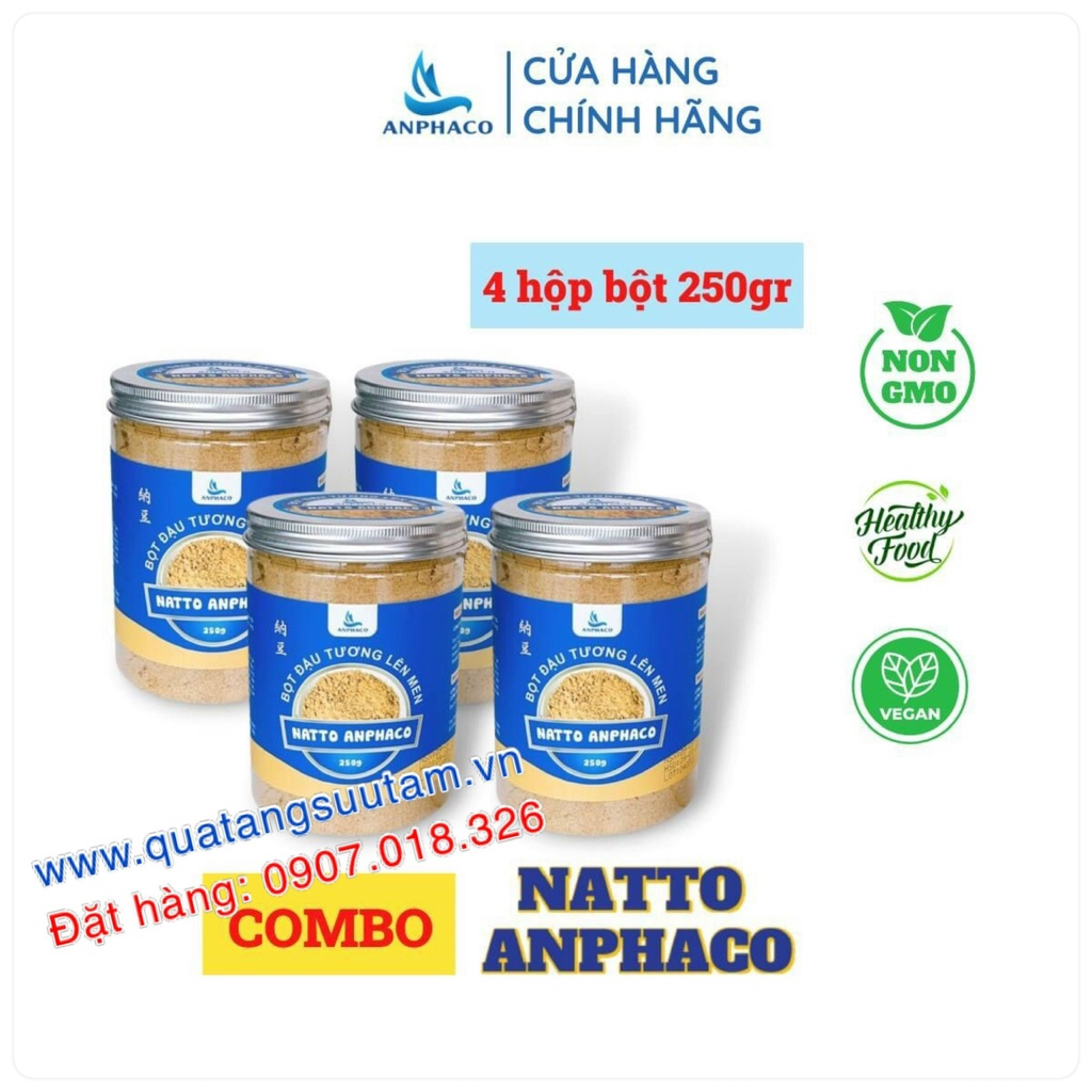 Natto Anphaco- Combo 4 hủ viên tía tô/ Bột &lt;Giảm 300k&gt;, đậu tương lên men - healthy food- NON GMO