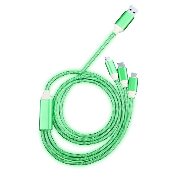 Dây cáp sạc usb 3 trong 1 có đèn led phát sáng thích hợp cho Type-C/ Android/ Iphone