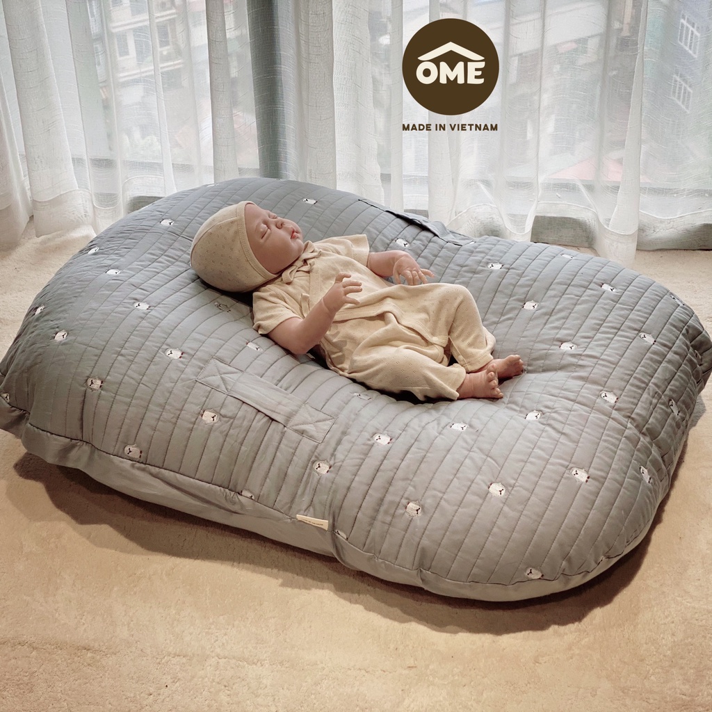 Gối chống trào ngược bigsize chần li thêu phong cách Hàn Quốc kt 85x100cm