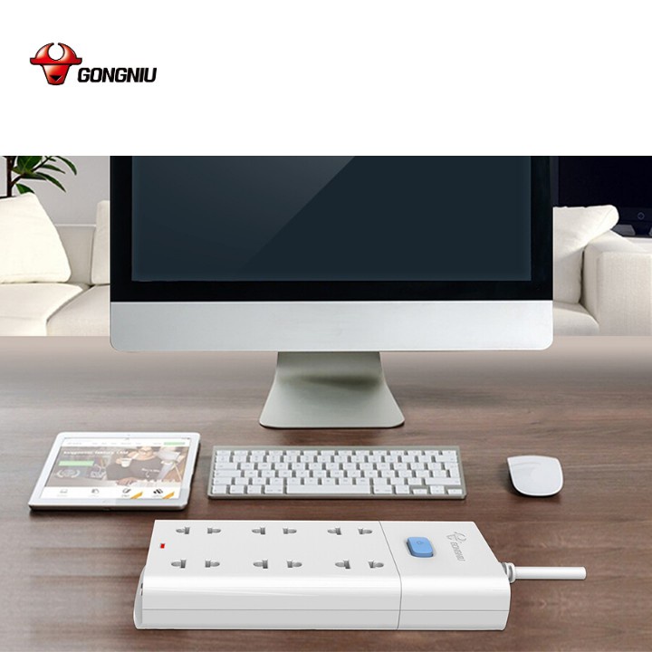 Ổ Cắm Điện Gongniu 6 Ổ 1 Công tắc 2500W/10A (V1060) - Chính Hãng