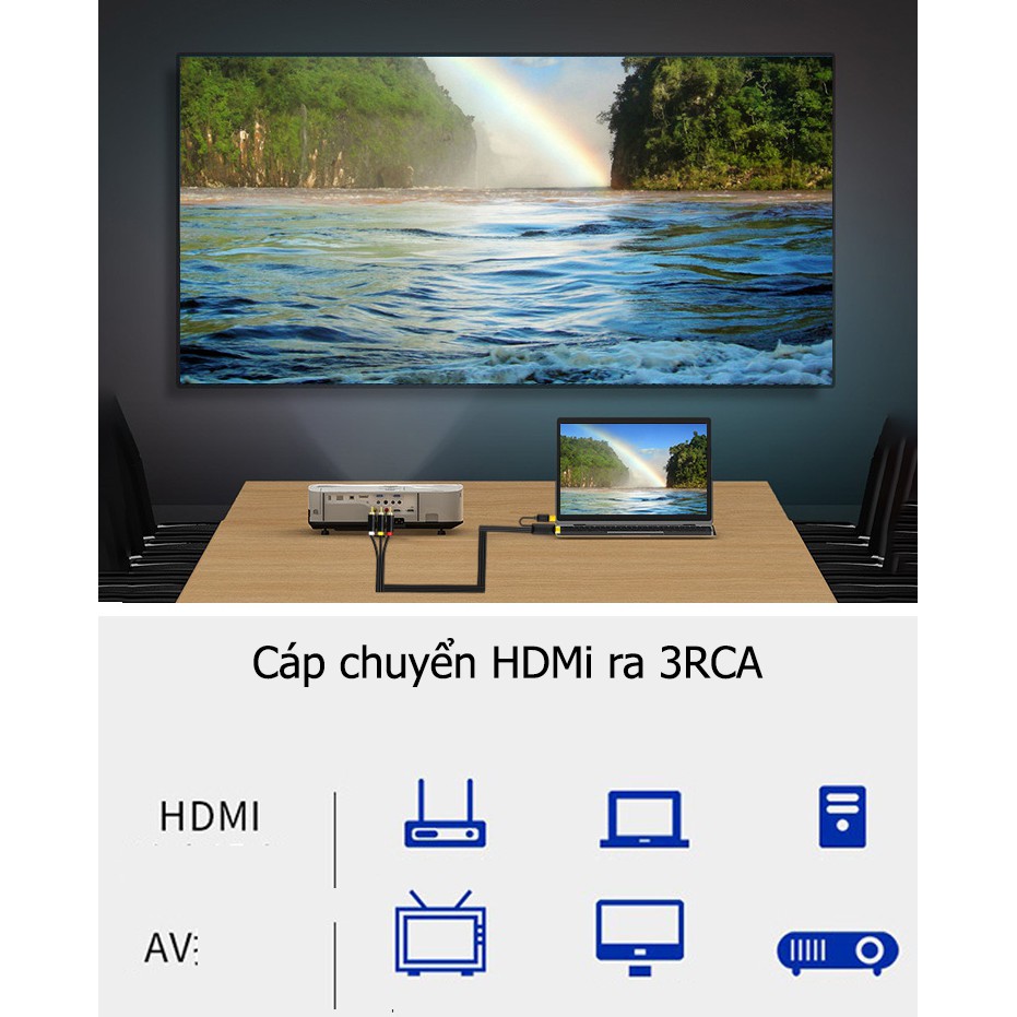 Cáp chuyển HDMI ra AV 3RCA 1080p có chip chuyển đổi - Jinghua z131