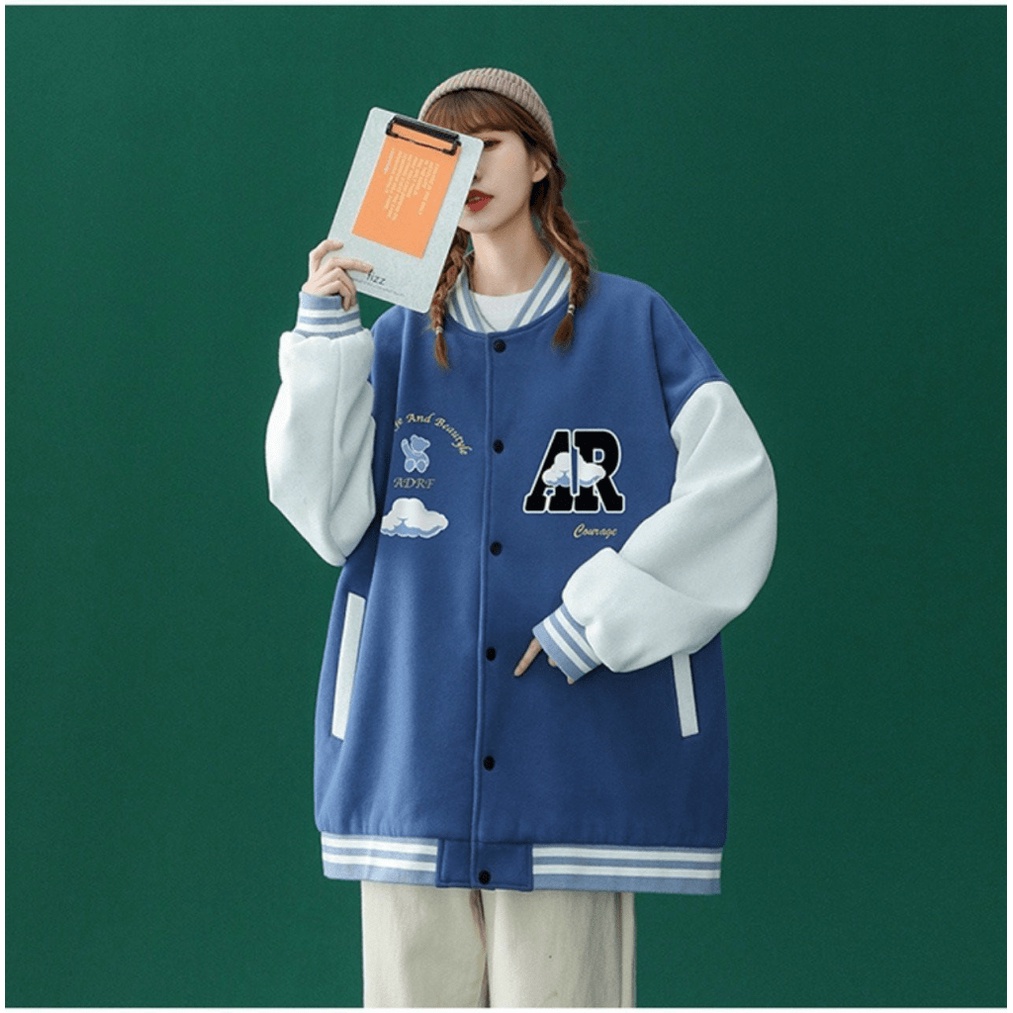 (FREE SHIP) ÁO KHOÁC BOMBER NAM NỮ HỌA TIẾT ĐÁM MÂY AR  PHỐI TAY TRẮNG SIÊU XINH TK 2022