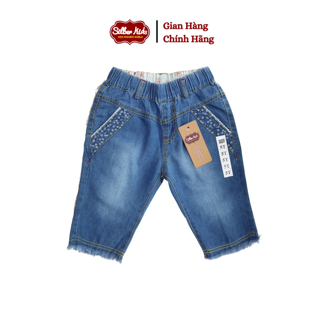 [Mã BMBAU50 giảm 7% đơn 99K] Quần Lửng Jean Bé Gái Phối Ren Túi SILBER KIDS