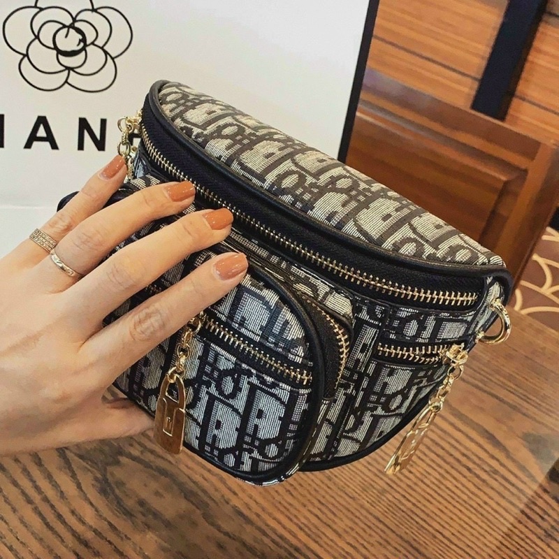 Túi đeo chéo bao tử thời trang nữ khoá miệng 2 ngăn siêu đẹp