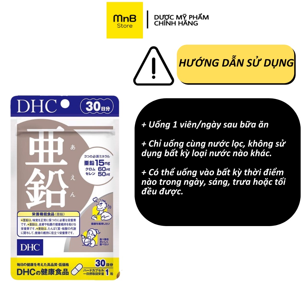 Viên uống kẽm DHC Zinc giảm mụn và bổ não 15 và 30 ngày nhật bản