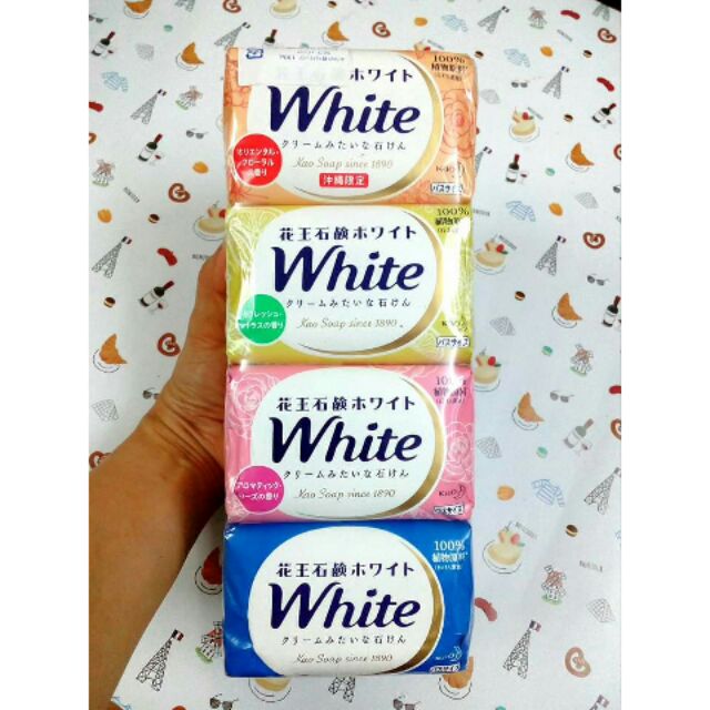 Xà phòng tắm KAO WHITE 130g nội địa Nhật xà bông Malaysia xp soap dưỡng ẩm trắng khử mùi cam vàng hồng xanh