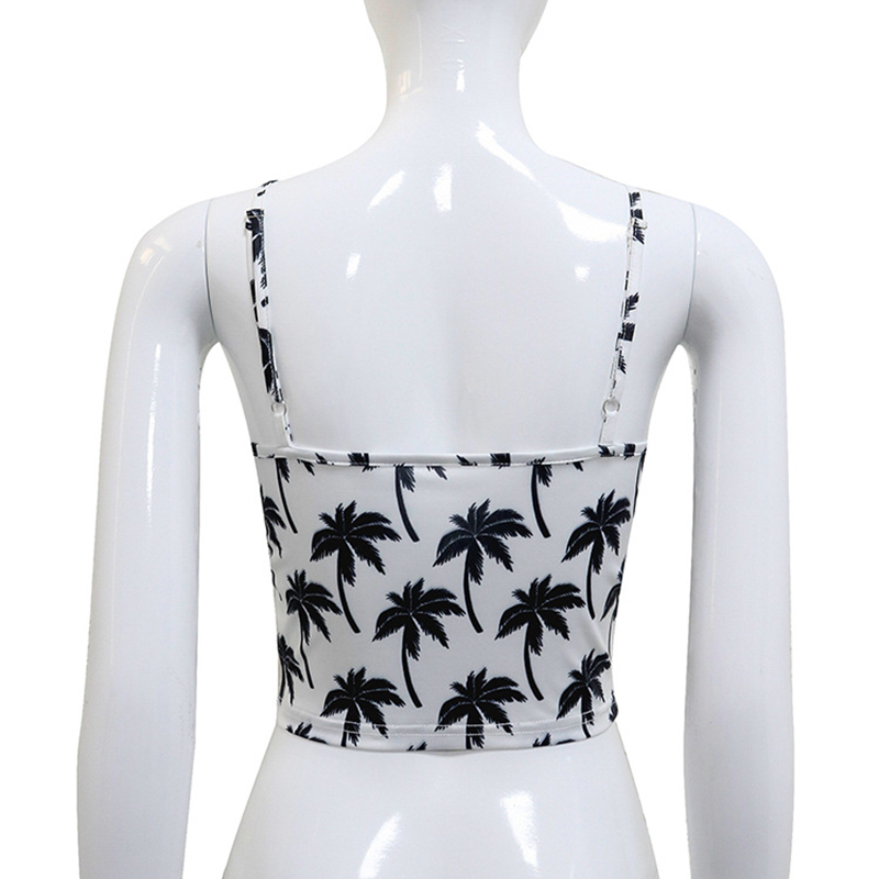 Áo lửng hai dây in họa tiết cây lá gợi cảm dành cho nữ