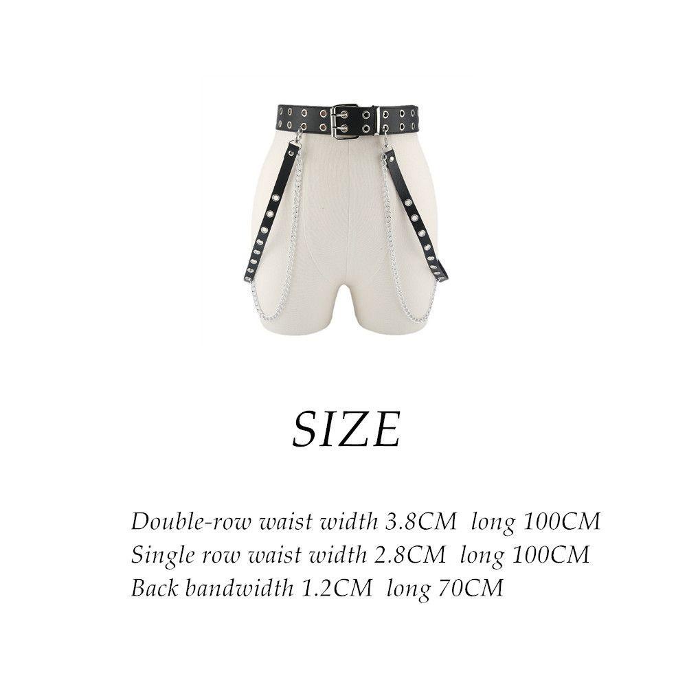 Orientli 2 Cái|Set 3 Dây Thắt Lưng Hai Hàng Nút Phối Dây Xích Phong Cách Punk Harajuku Cá Tính