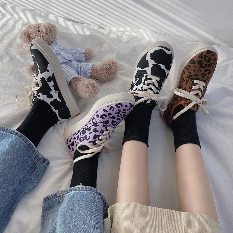 giày vans báo đốm ulzzang tím nâu đen