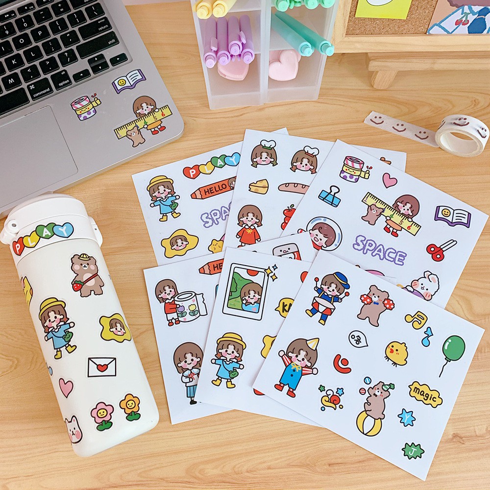 [MNB35] Miếng dán sticker dễ thương Hàn quốc hình cô gái Ruby Store