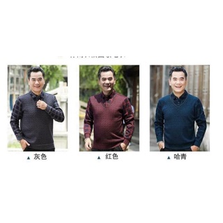Áo len sơ mi kẻ lót nỉ lông cho bố
