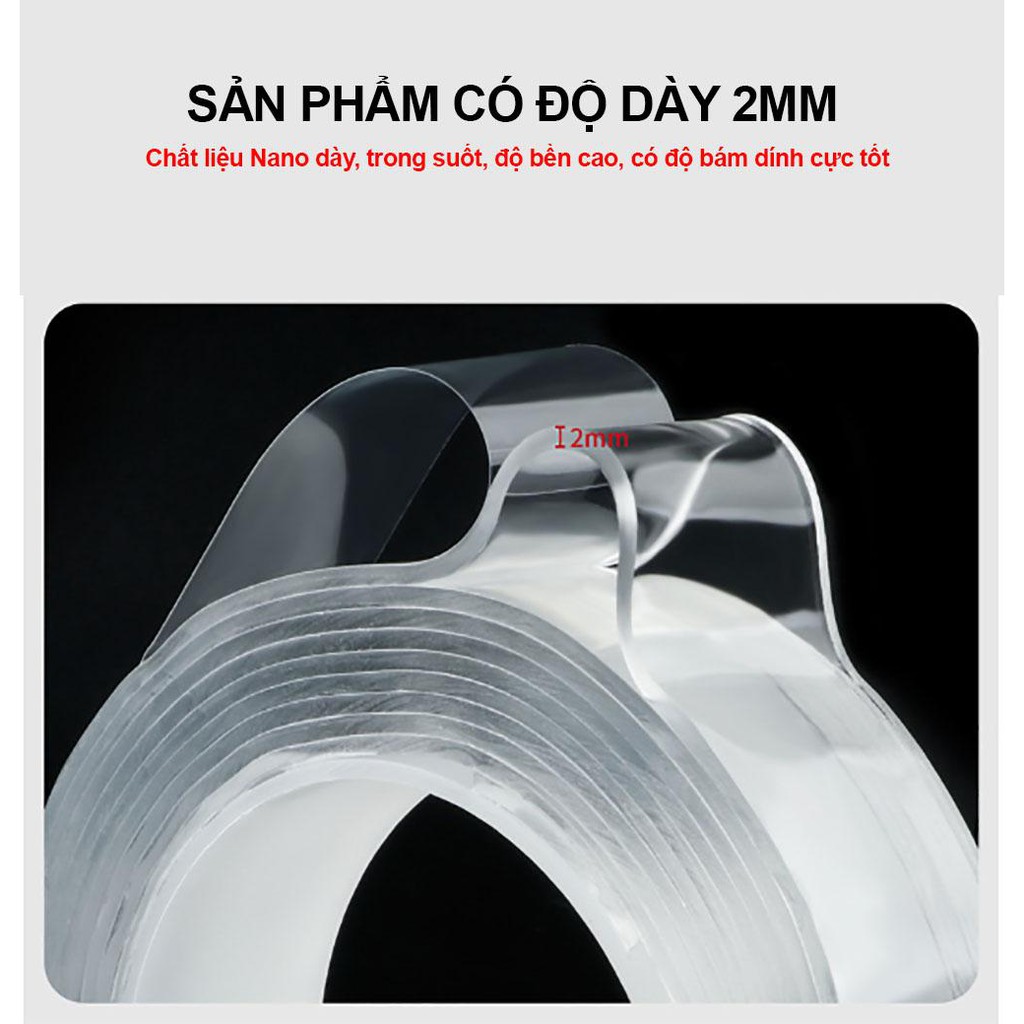 Băng Keo 2 Mặt Siêu Bám Dính Trong Suốt 2cm