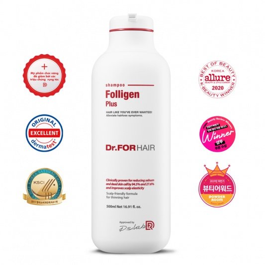 Dầu gội giảm rụng tóc, giảm gàu, cải thiện độ săn chắc của tóc Dr.FORHAIR Folligen Plus