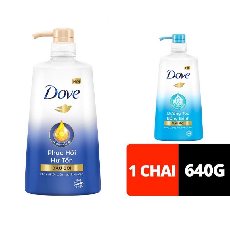 Dầu gội Dove chai (640g) phục hồi hư tổn, dưỡng tóc bồng bềnh, ngăn gãy rụng tóc size lớn