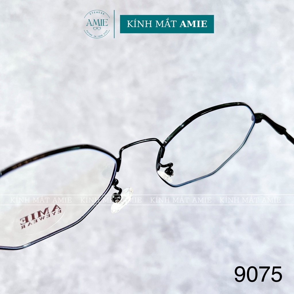 Gọng kính cận nữ AMIE Eyewear mắt đa giác gọng kim loại thời trang đơn giản 9075