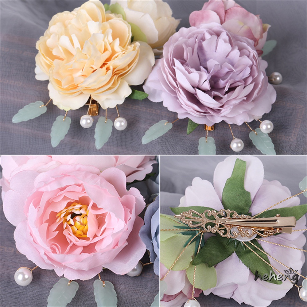 Kẹp Tóc Trang Trí Hoa Lụa Thời Trang Trung Hoa Cho Nữ