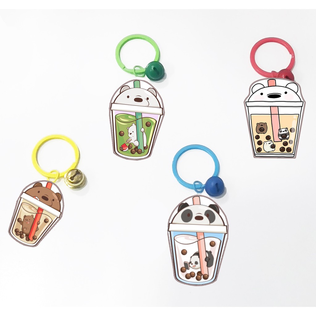 Móc khoá ba anh em gấu dẹt vòng MKI6 bare bear móc khoá cute móc khoá dễ thương