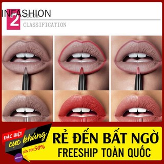 (Hàng Mới Về) Son Môi Kiêm Bút Kẻ Viền Môi Hai Đầu Lâu Trôi Chống Thấm Nước Với 16 Màu Gợi Cảm Lựa Chọn xịn