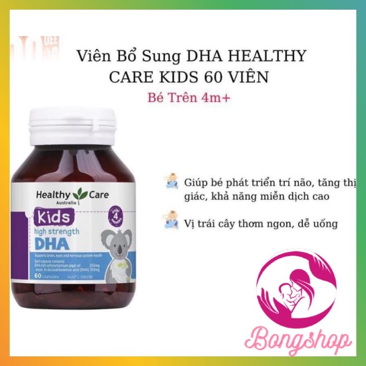 [Cam kết chuẩn Úc] Canxi Milk Calcium sữa + DHA kids Healthy care 60v, bổ sung canxi và DHA cho bé cao lớn, thông mình