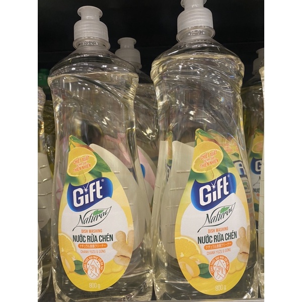 Nước rửa chén Gift Natural 800ml Matcha &amp; Lô hội/ Chanh &amp; Gừng