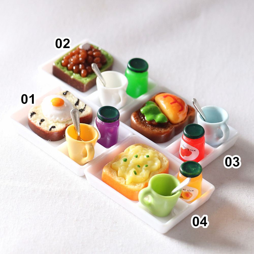 Mô hình ly nước và đồ ăn mini trang trí nhà bếp nhà búp bê xinh xắn