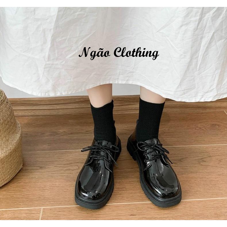 Giày Da nữ, Chất Liệu Da Bóng Cao Cấp, Phong Cách Đại Học Anh Cá Tính, Sang Trọng – Ngão Clothing G05