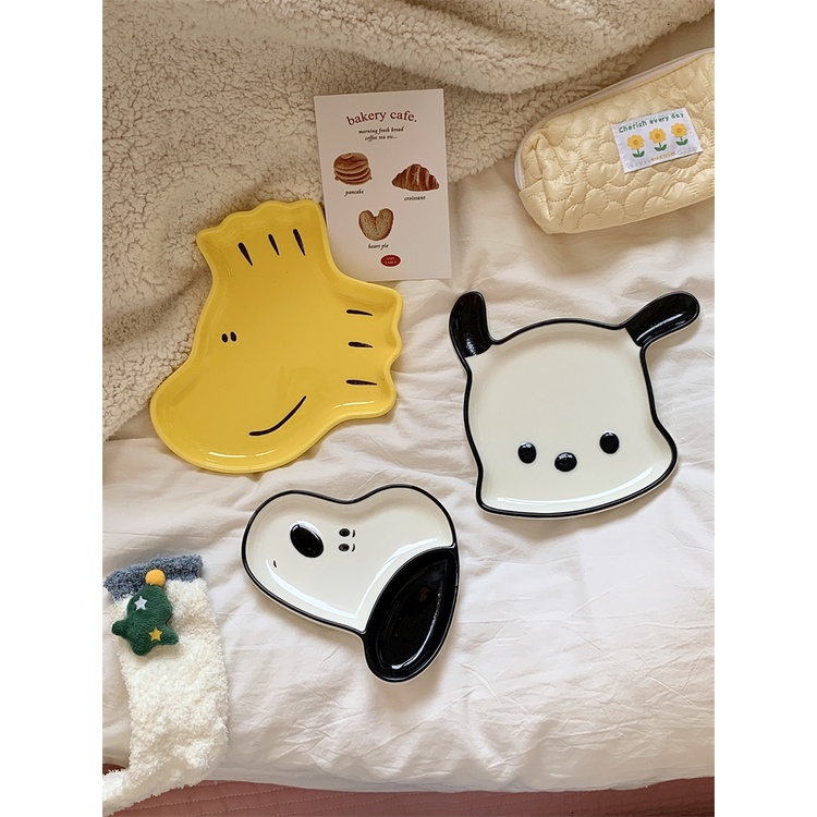 Bộ Đĩa/Đĩa Gốm Sứ In Họa Tiết Hoạt Hình Phong Cách Hàn Quốc Độc Đáo Tiện Dụng