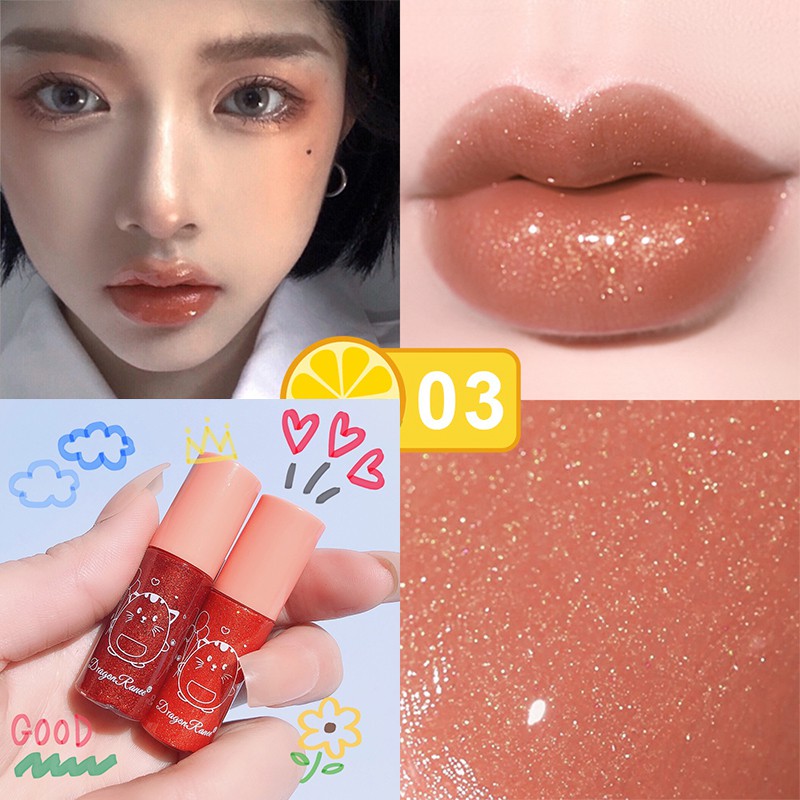 (Hàng Mới Về) Son Bóng Dạng Lỏng Màu Cam Lấp Lánh Lâu Trôi