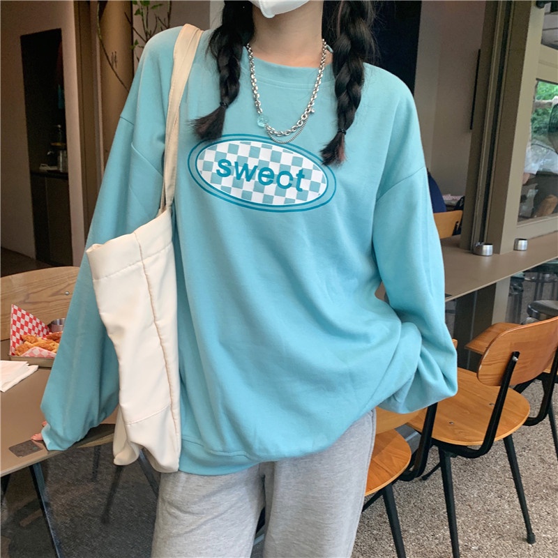 Áo Sweater Tay Dài Cổ Tròn Form Rộng Thời Trang Trẻ Trung