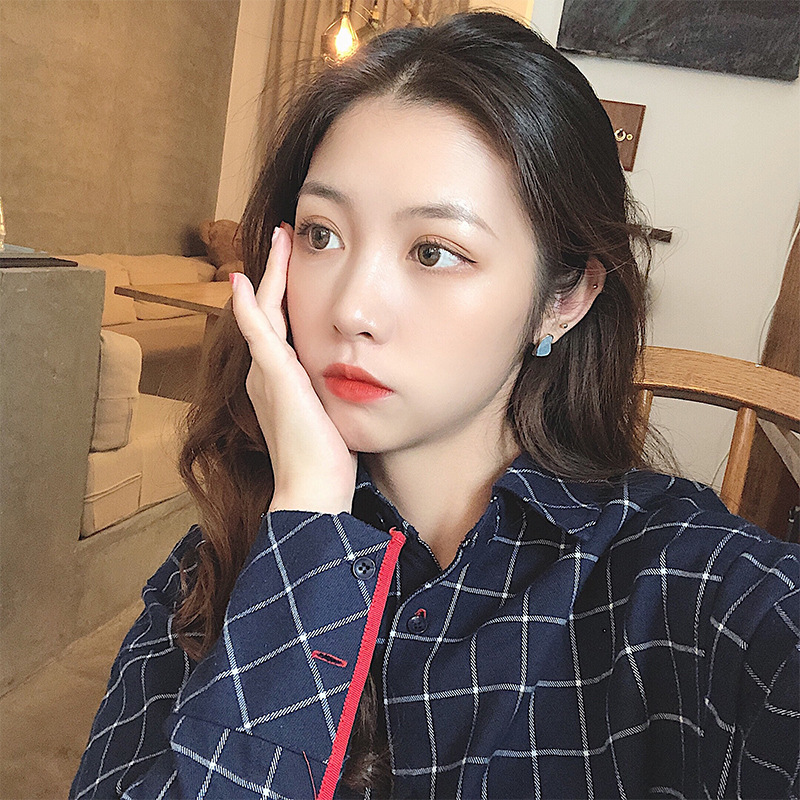 Set 6 Khuyên Tai Hình Giọt Nước Phong Cách Hàn Quốc