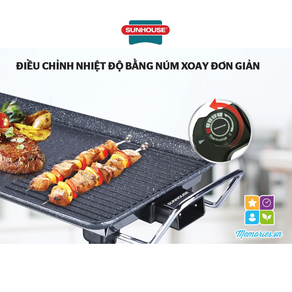 Bếp nướng điện Sunhouse SHD4607, Công suất 1500W - Chính hãng chất lượng cao, gọn nhẹ, phù hợp du lịch