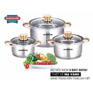Bộ nồi inox 5 đáy Sunhouse SH781
