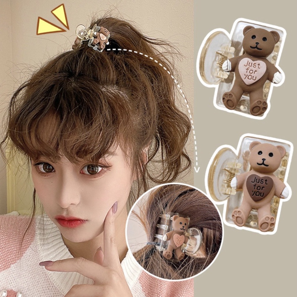 [Hàng thiết kế] Kẹp tóc đuôi ngựa nhỏ họa tiết chú gấu phong cách Hàn Quốc dễ thương