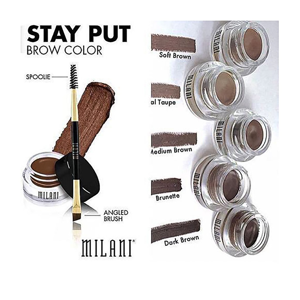 Gel kẻ chân mày MILANI Stay Put Waterproof Brow Color Medium Brown - chumia