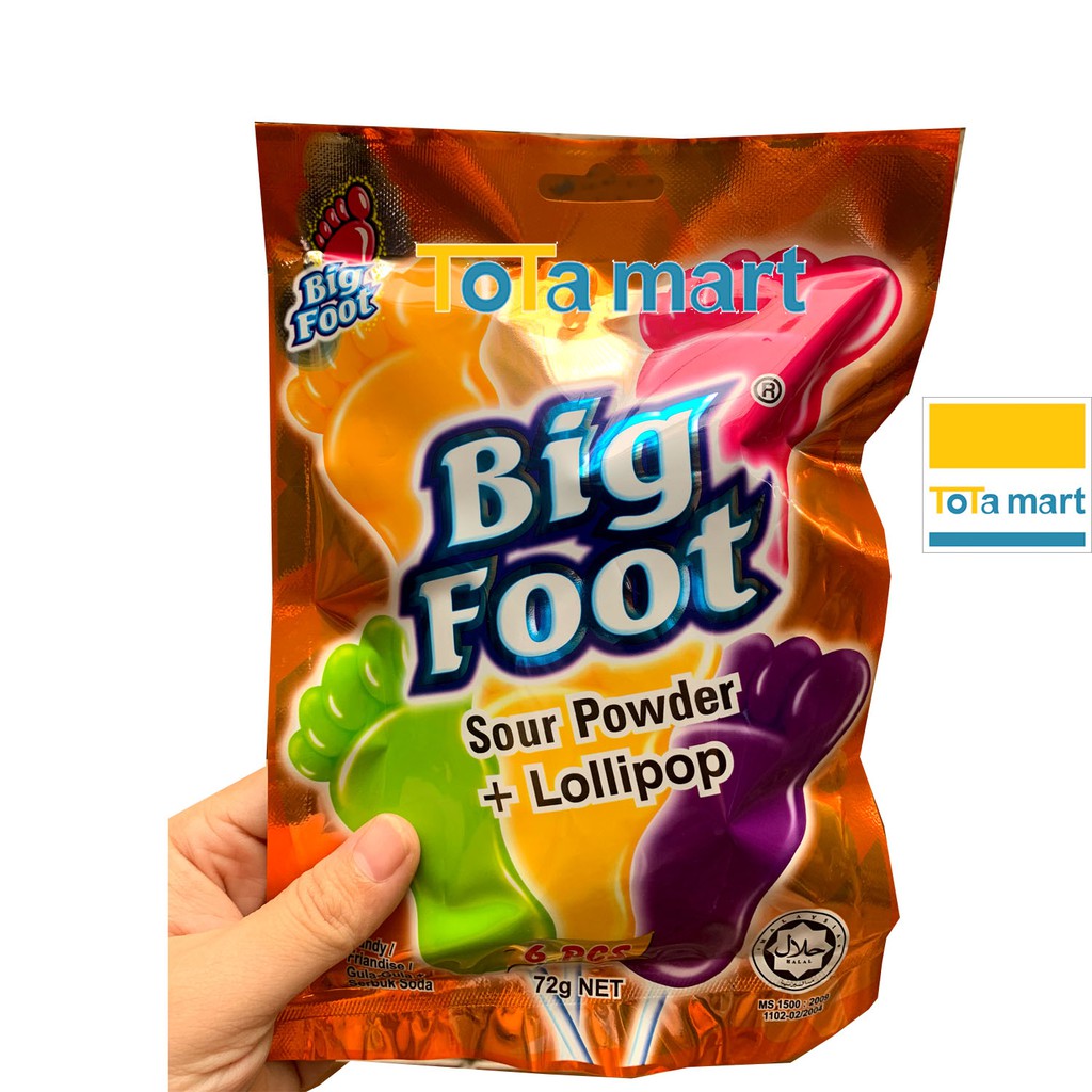 Kẹo mút bàn chân BIG FOOT Malaysia gói lớn 360g , gói nhỏ 72g . HSD ghi bên dưới.