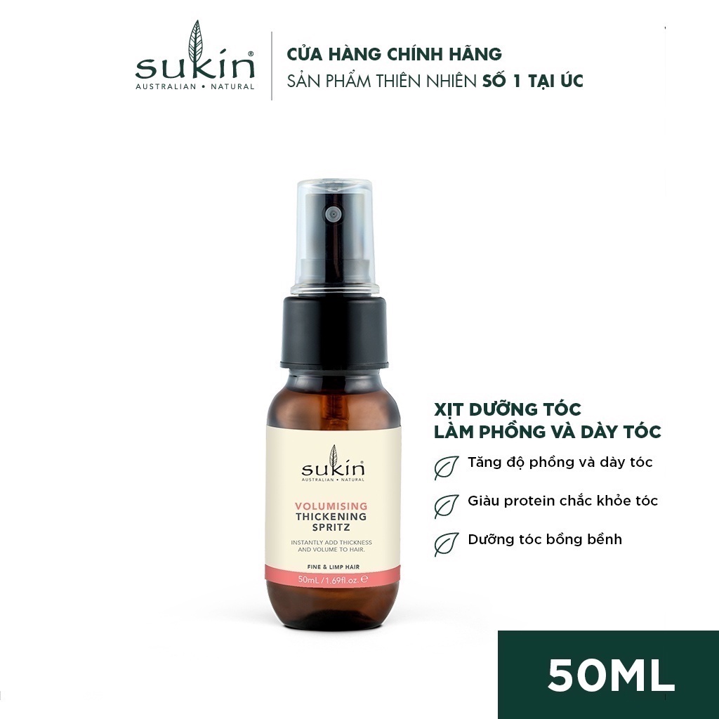 Xịt Dưỡng Tóc Làm Phồng Và Dày Tóc Sukin Volumising Thickening Spritz 50ml