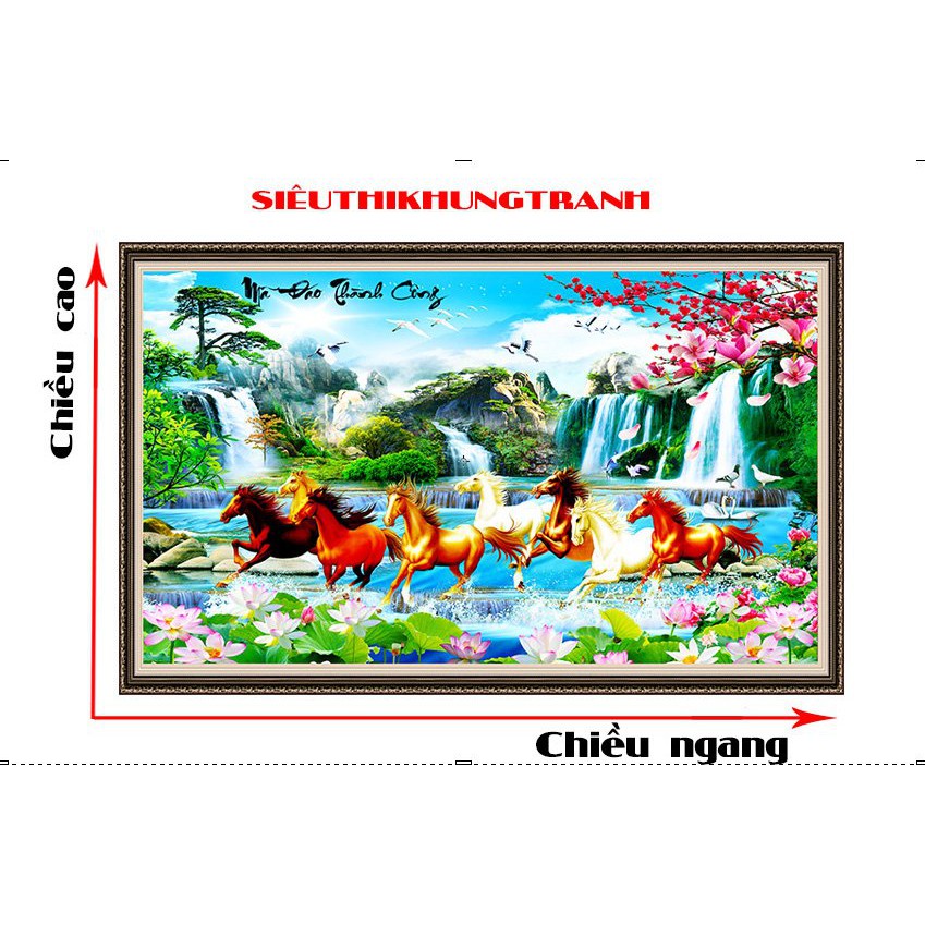 Tranh 3d dán tường-mã đáo thành công-có tạo viền khung -keo sẵn