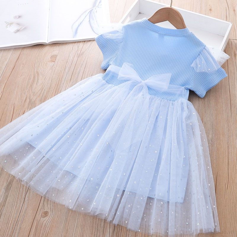 Đầm Dệt Kim Phối Lưới Họa Tiết Ngôi Sao Aisha Dễ Thương Dành Cho Bé Gái