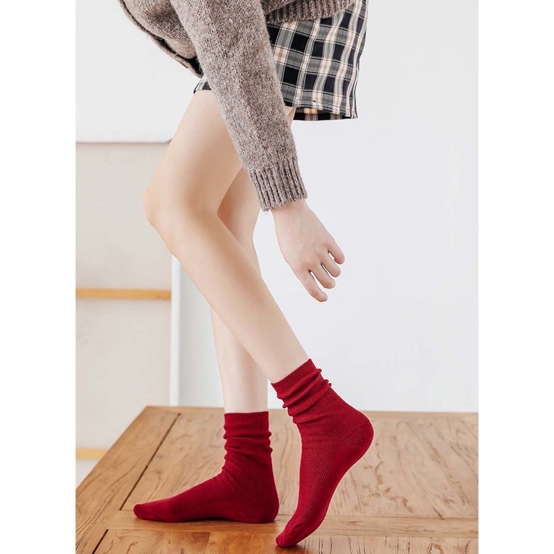 Tất nhún, vớ nữ nhún cổ cao vintage phong cách Hàn Quốc nhiều màu xinh xẻo