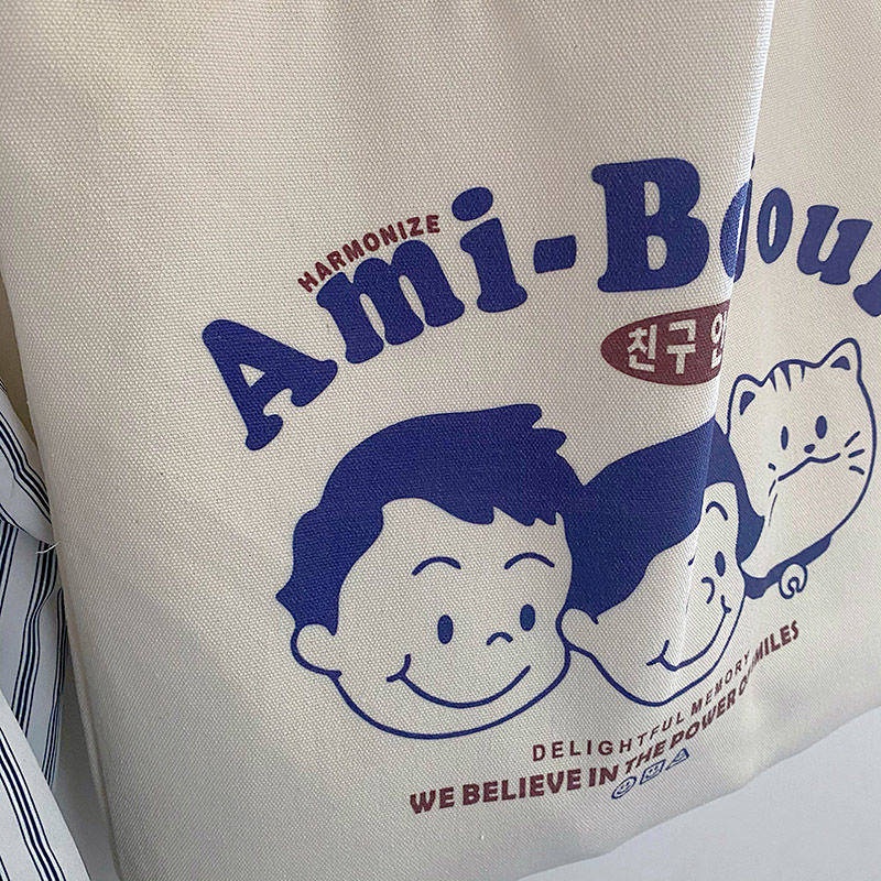 Canvas Bag Shoulder Large Capacity Oversized Tote Bag College Student Korean Canvas Bag Ins Bag Cloth Bag Tuition Bag LqfB