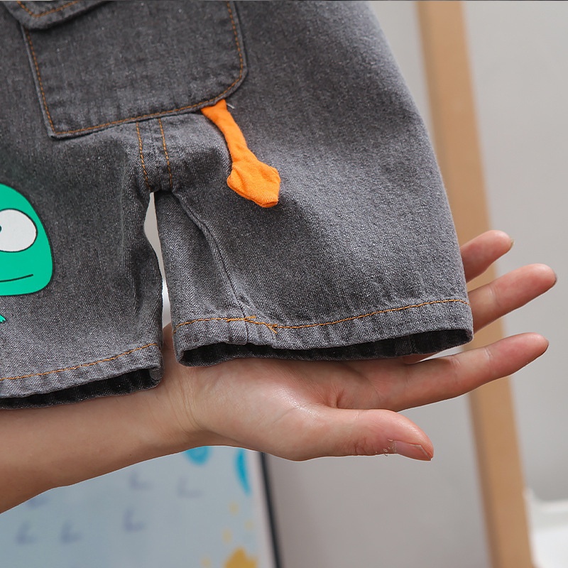 Bộ Áo Ngắn Tay Cổ Tròn + Quần Yếm Phối Túi Xinh Xắn Dành Cho Bé