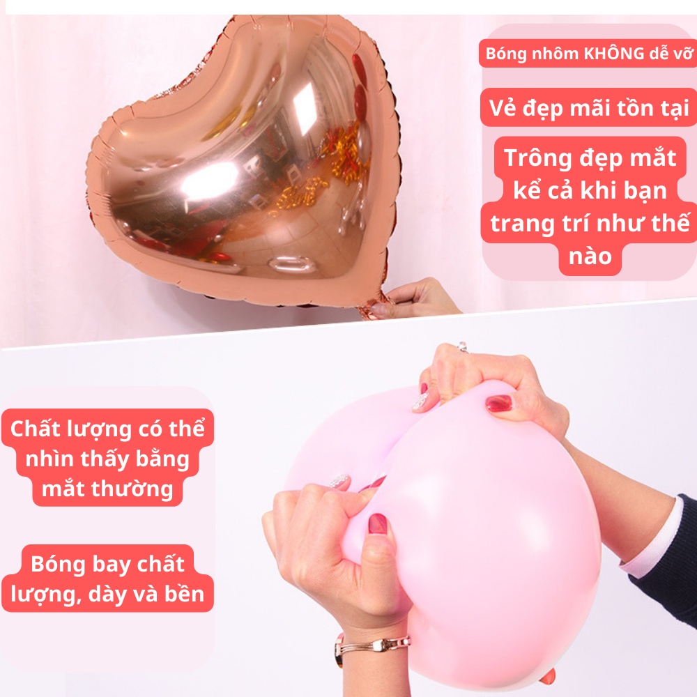 Set bóng trang trí phòng cưới, bóng bay trang trí phòng cưới tone hồng