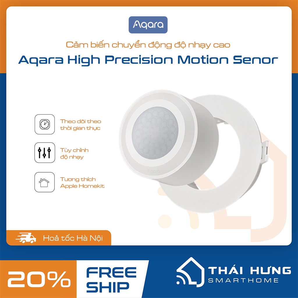 Aqara high precision motion sensor - Cảm biến độ nhạy cao zigbee 3.0, cài đặt tần suất quét tùy chọn.